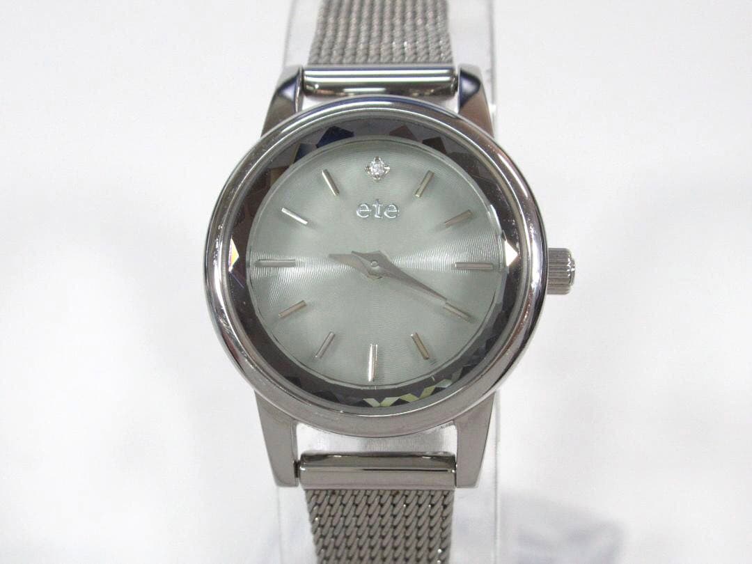 エテ ete ソーラーウォッチ 腕時計 レディース メッシュベルト シルバー