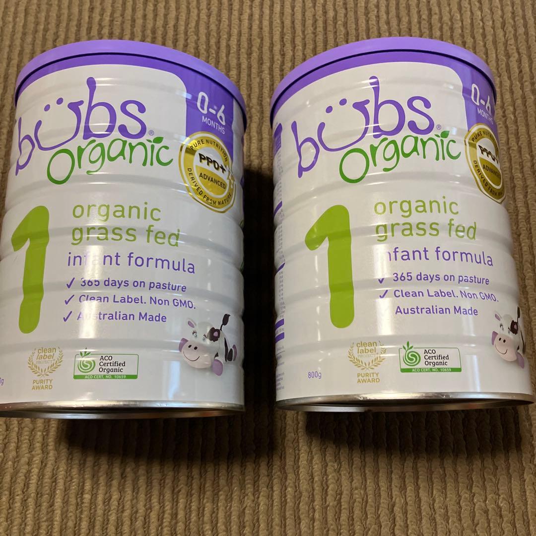 bubs organic 有機グラスフェッド粉ミルク 800g 2缶セット