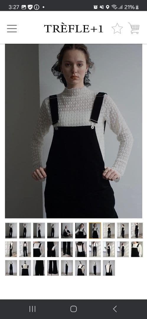 トレフルプラスワン　ベルベットオーバーオール　ブラック　サロペットオールインワン