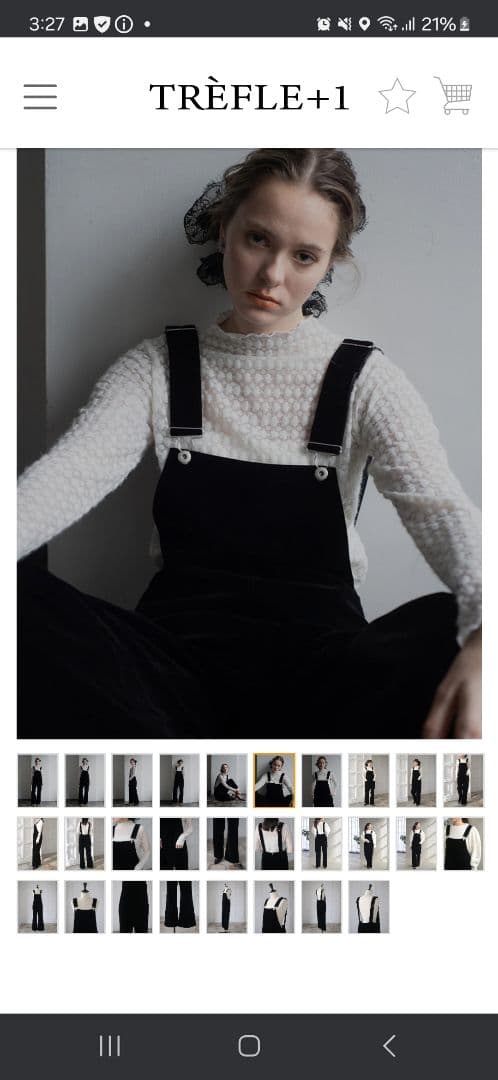 トレフルプラスワン　ベルベットオーバーオール　ブラック　サロペットオールインワン