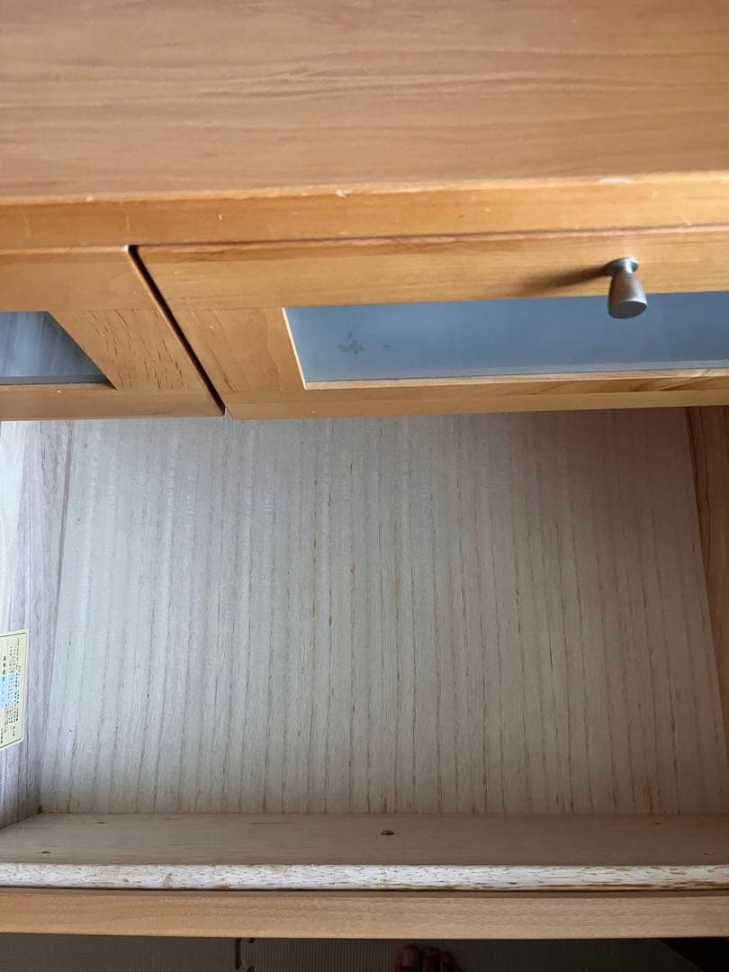 【希少】大川家具120cmチェスト 上段ガラス窓付き