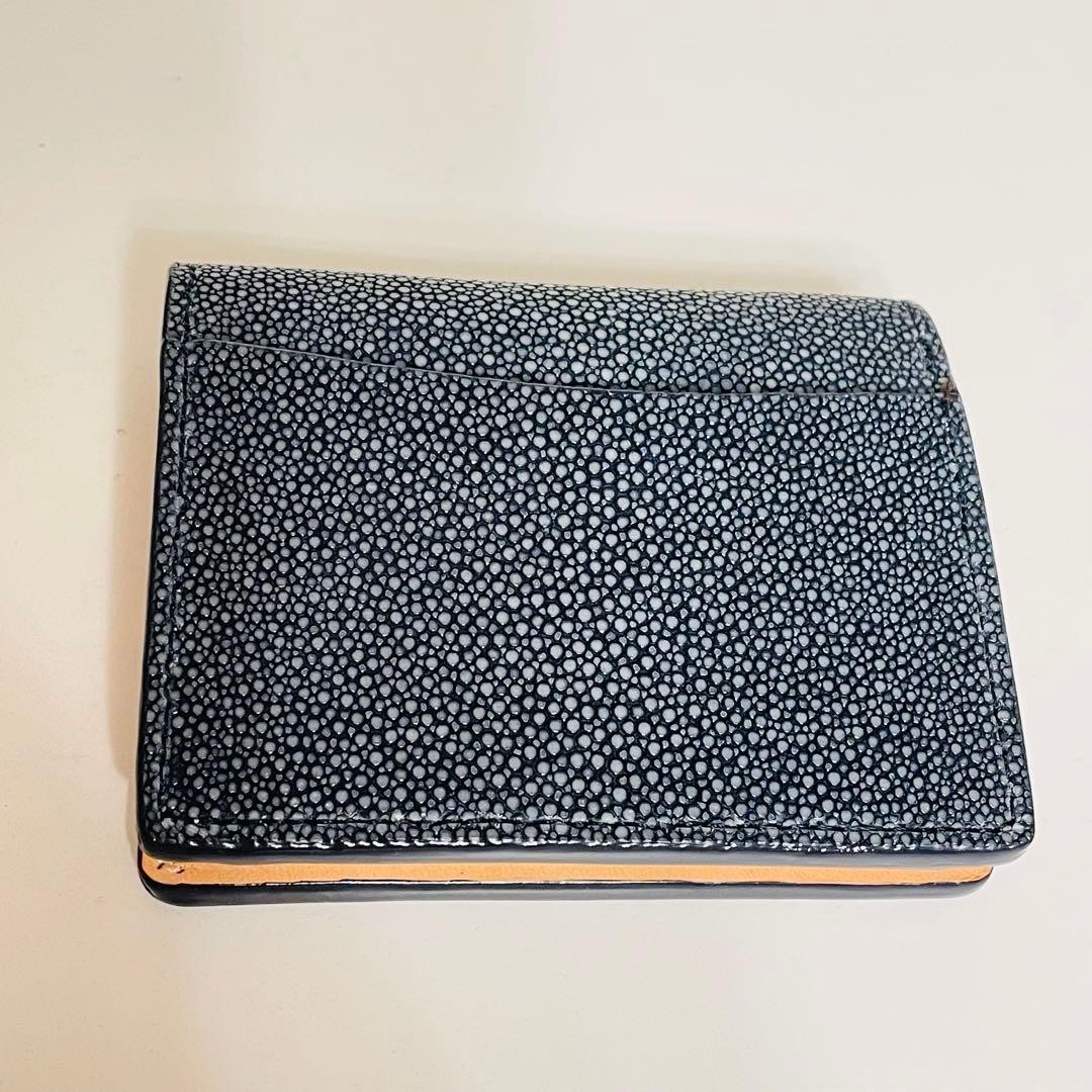 CIMABUE スティングレイ 折財布 二つ折り ガルーシャ エイ革 ネイビー