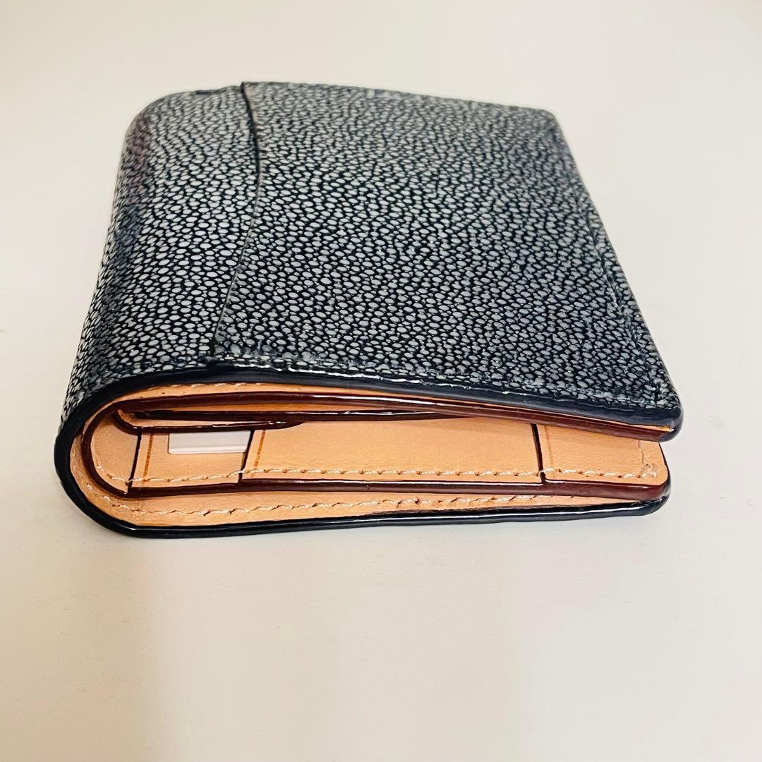 CIMABUE スティングレイ 折財布 二つ折り ガルーシャ エイ革 ネイビー