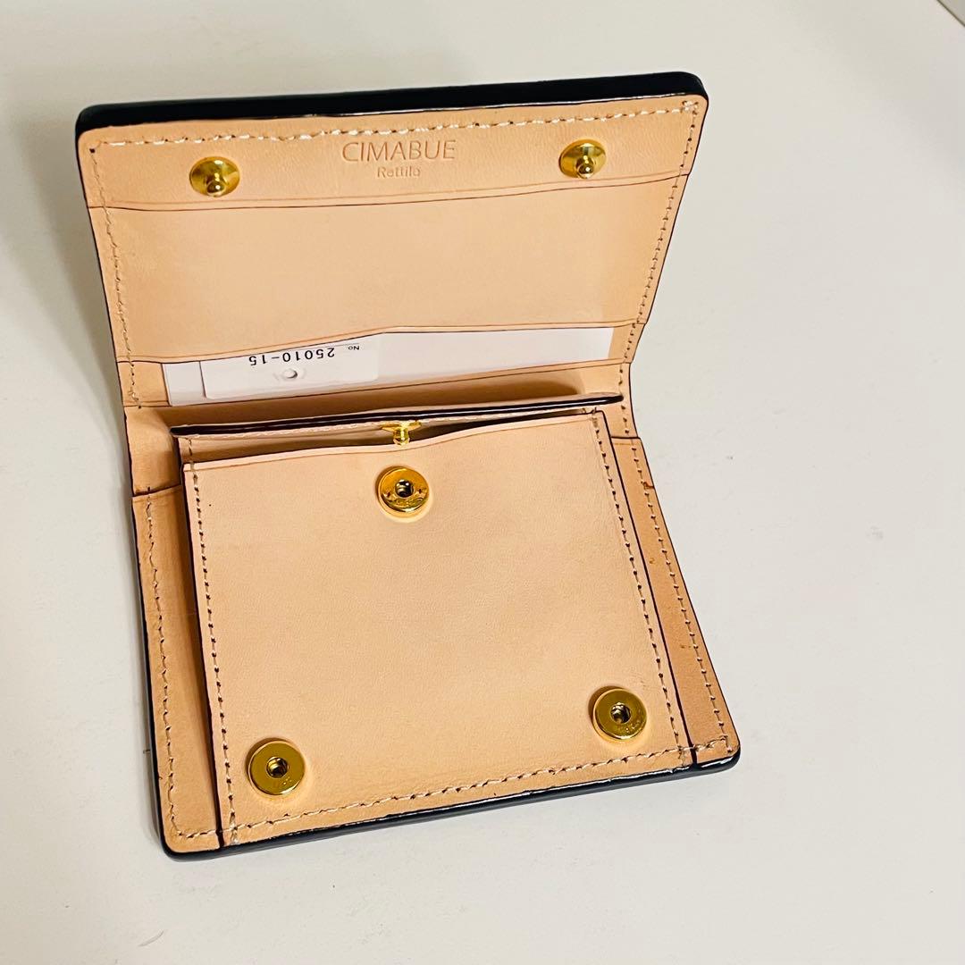 CIMABUE スティングレイ 折財布 二つ折り ガルーシャ エイ革 ネイビー