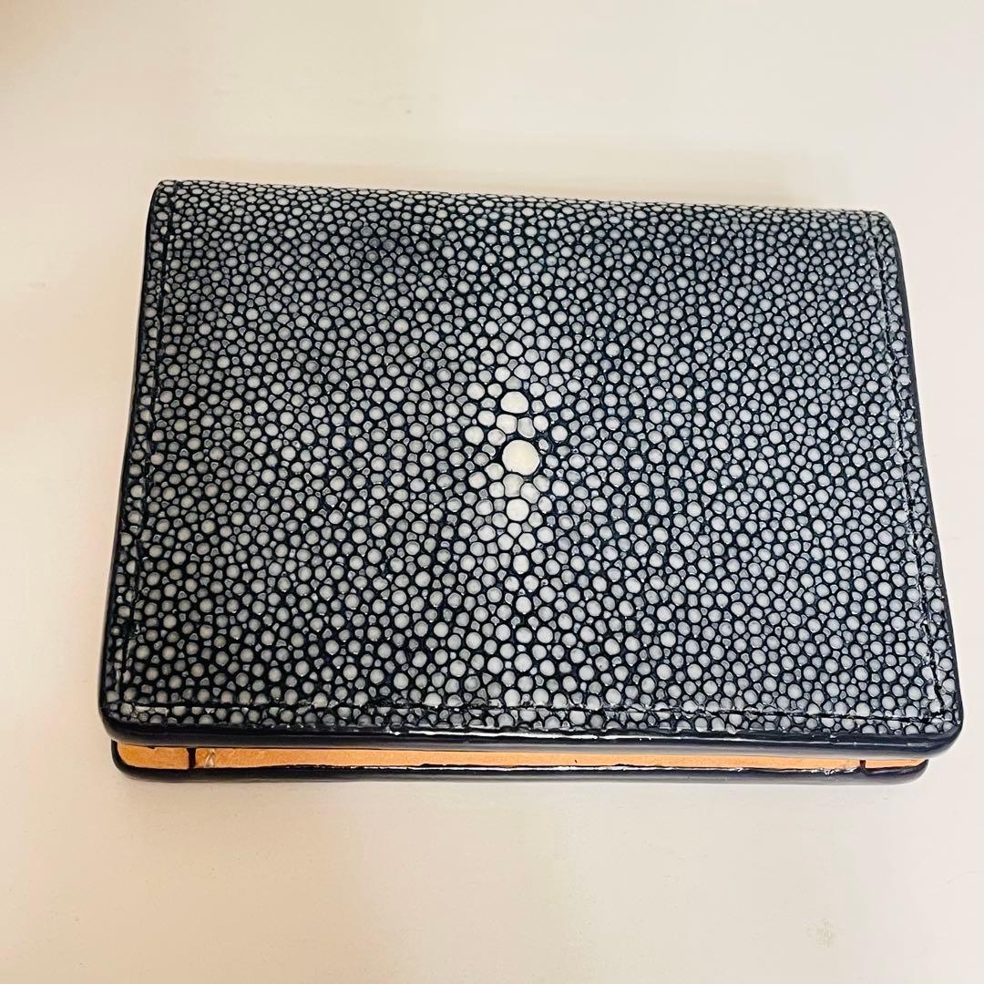 CIMABUE スティングレイ 折財布 二つ折り ガルーシャ エイ革 ネイビー