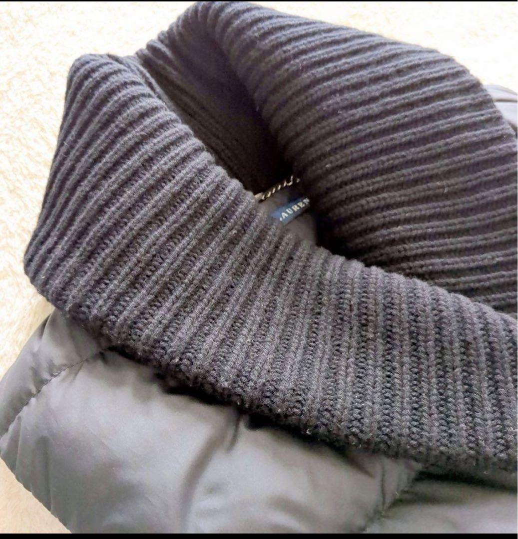 ラルフローレン　ダウンベスト　S　黒　ニットショールカラー　ダウン　カシミヤ