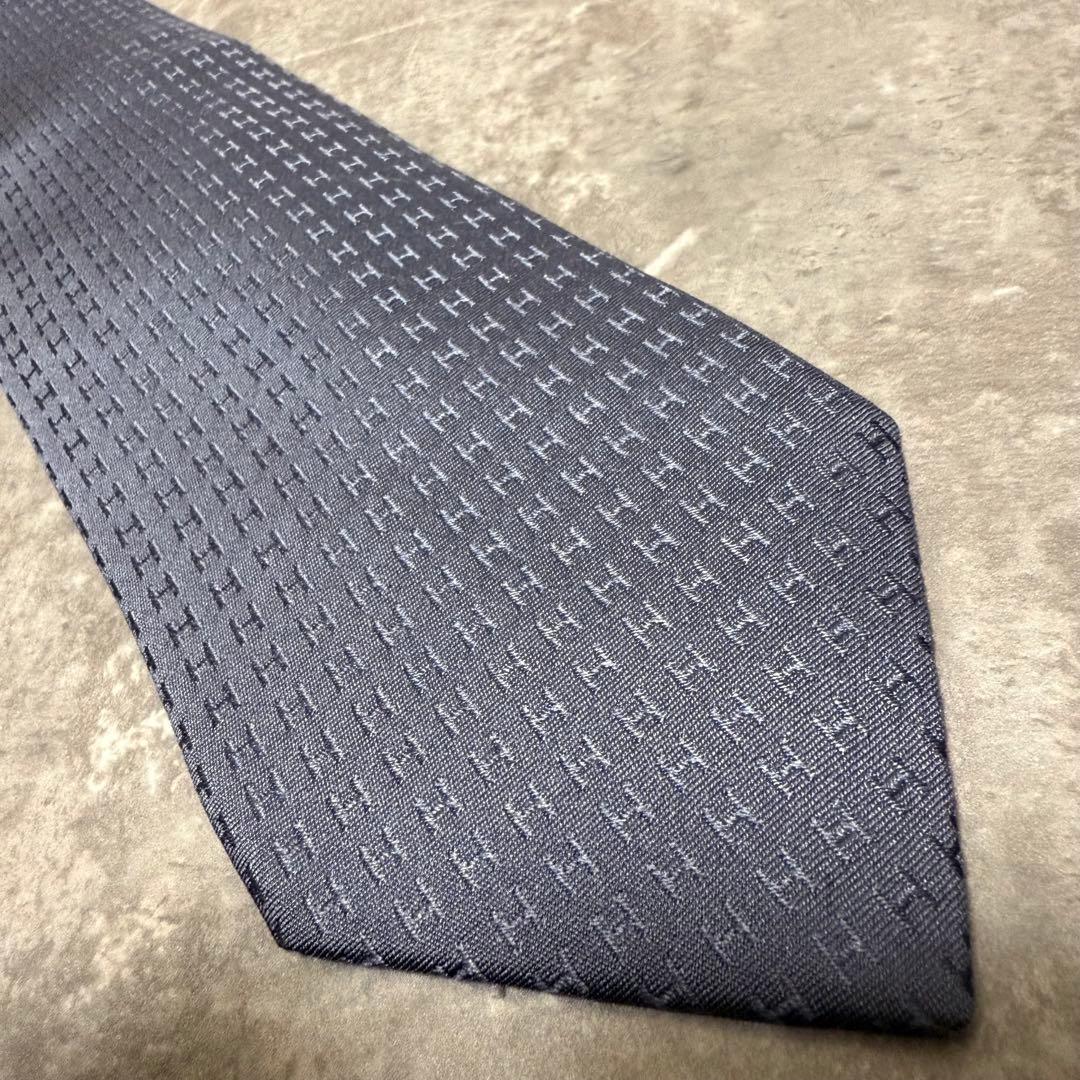 HERMES エルメス ネクタイ グレー ファソネ H柄 定番 王道 結婚式