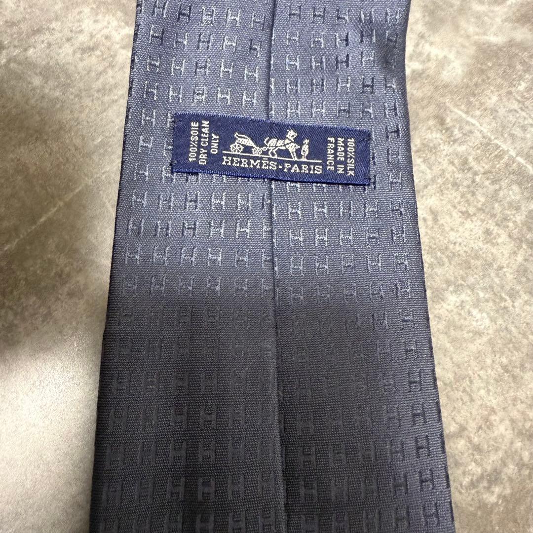 HERMES エルメス ネクタイ グレー ファソネ H柄 定番 王道 結婚式
