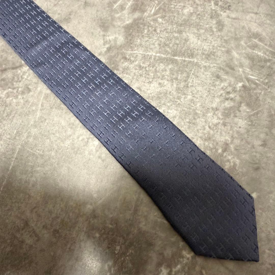 HERMES エルメス ネクタイ グレー ファソネ H柄 定番 王道 結婚式