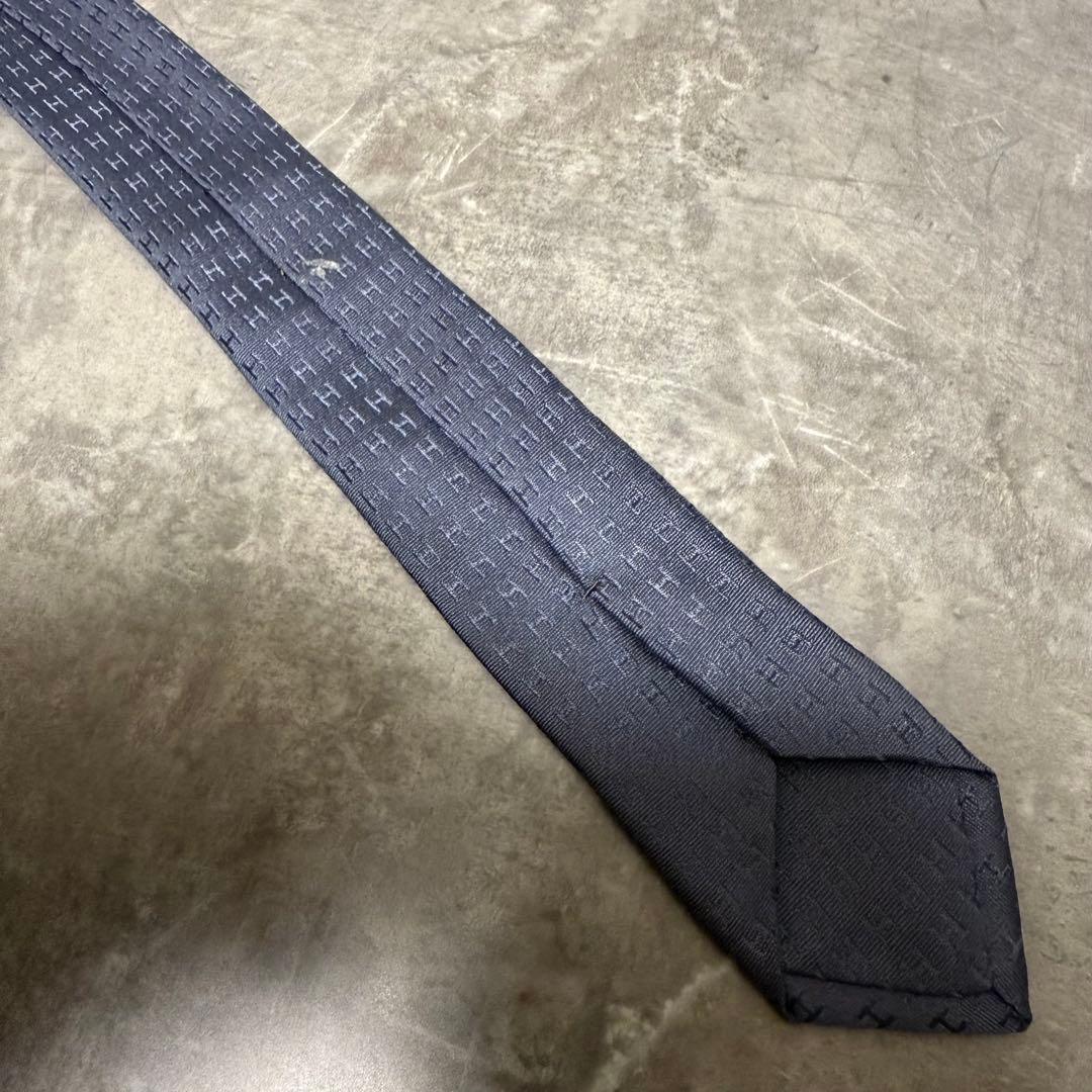 HERMES エルメス ネクタイ グレー ファソネ H柄 定番 王道 結婚式