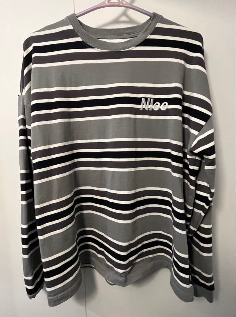 トップス N!ce border long sleeve tee (GREY)