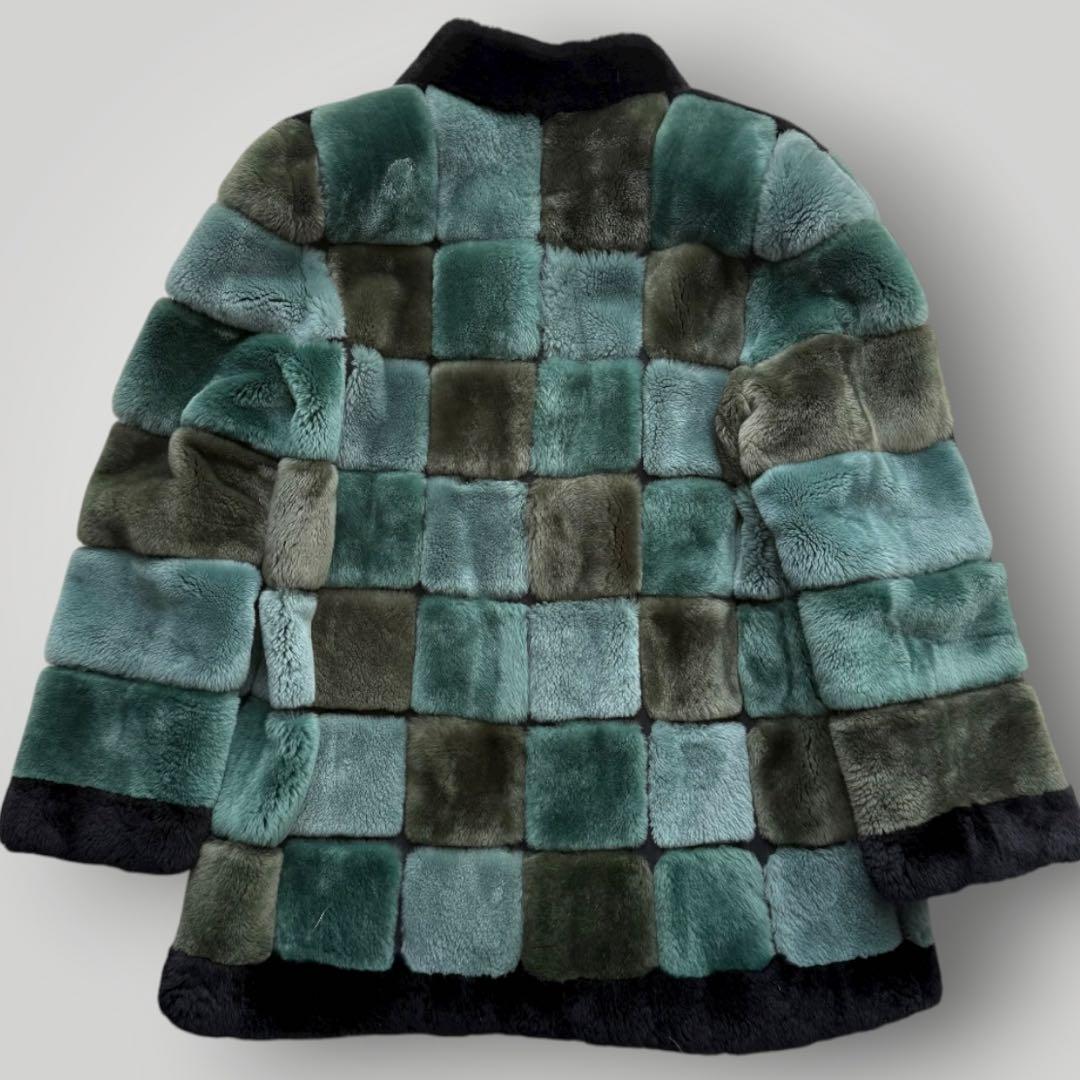 本毛皮☆シェアードミンク MINK ファーコート ふかふか◎ グリーン F