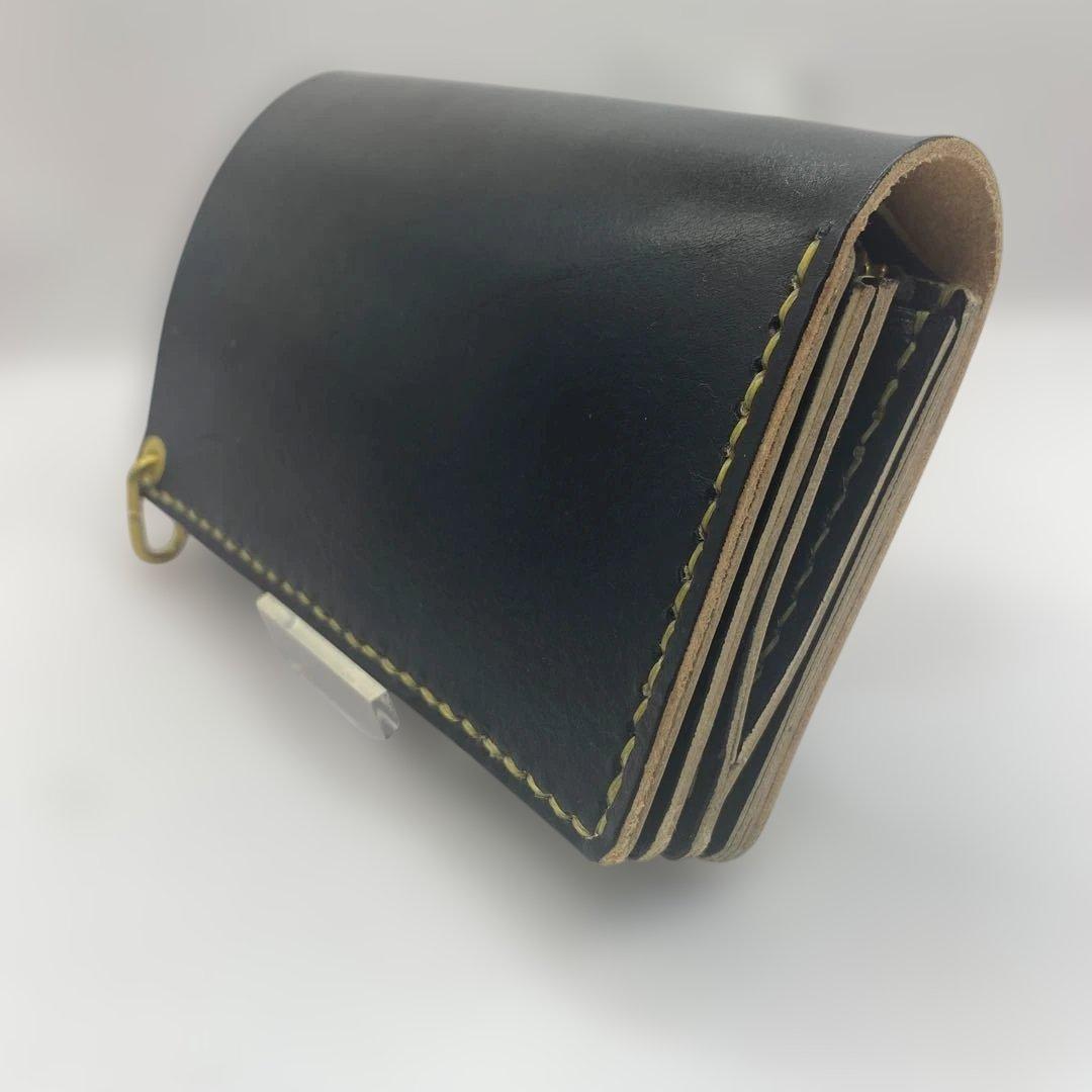 無骨 丘染めブラック ミドルトラッカーウォレット マチ/小判かん BMT0603