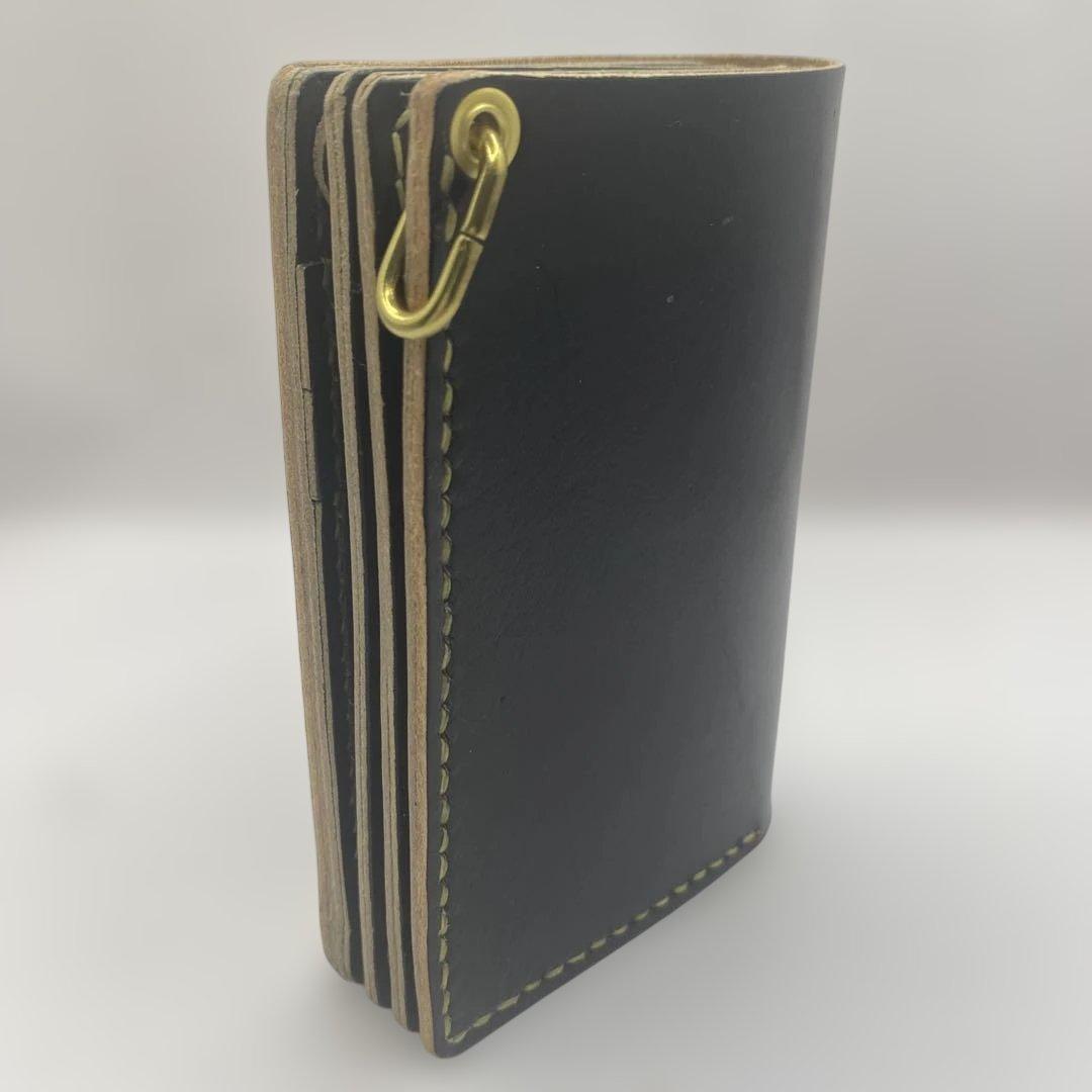 無骨 丘染めブラック ミドルトラッカーウォレット マチ/小判かん BMT0603