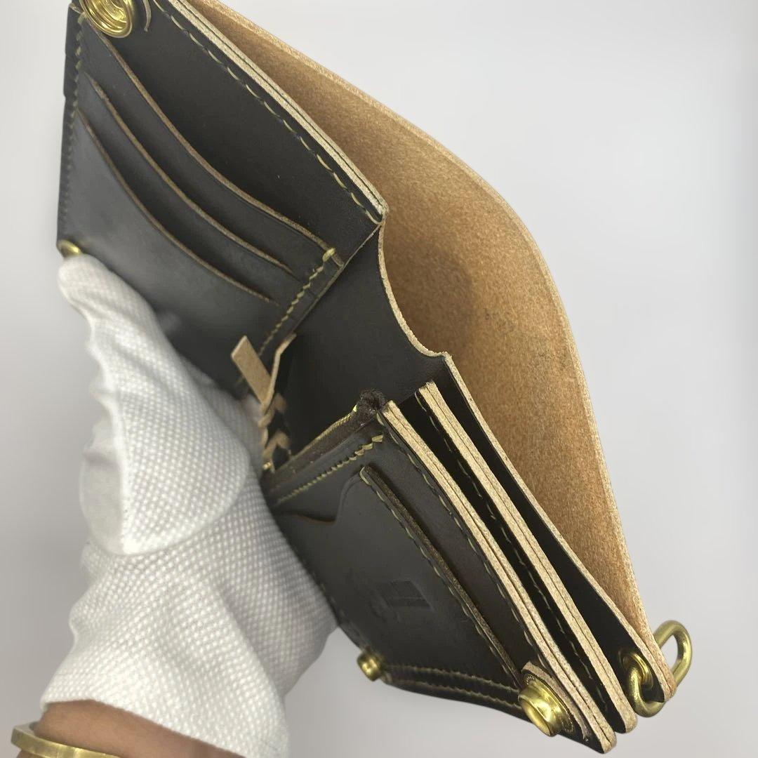 無骨 丘染めブラック ミドルトラッカーウォレット マチ/小判かん BMT0603