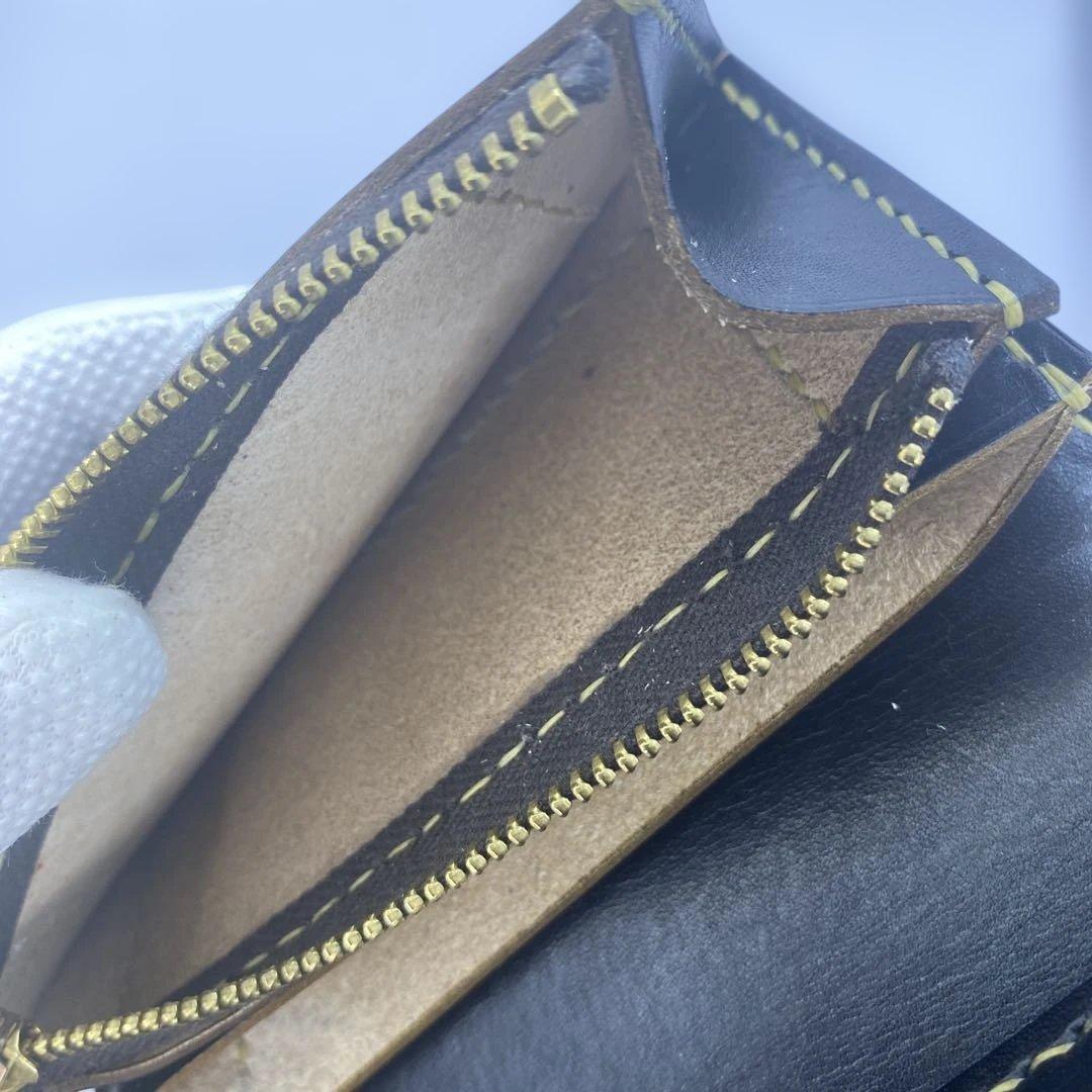 無骨 丘染めブラック ミドルトラッカーウォレット マチ/小判かん BMT0603