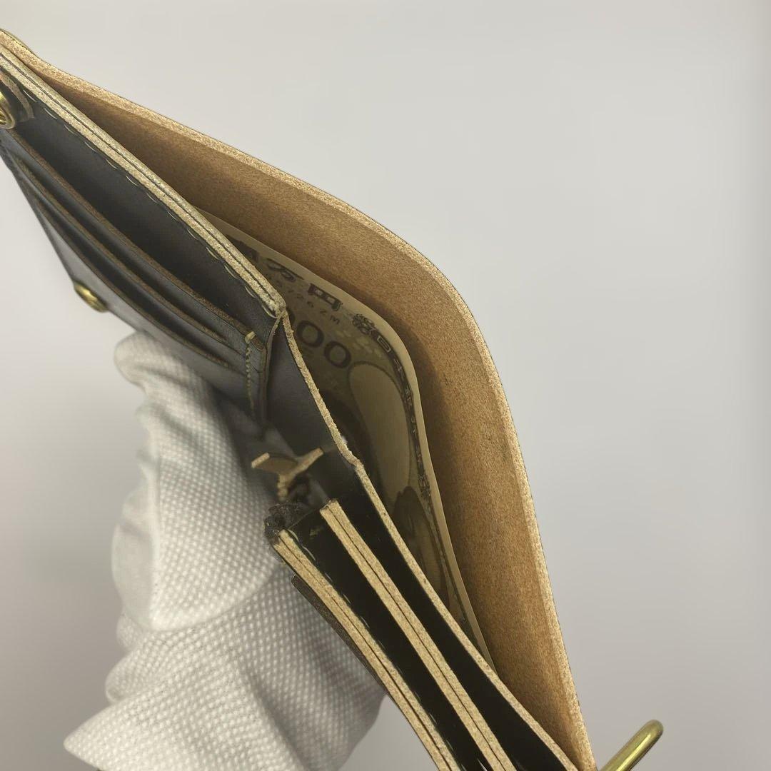 無骨 丘染めブラック ミドルトラッカーウォレット マチ/小判かん BMT0603