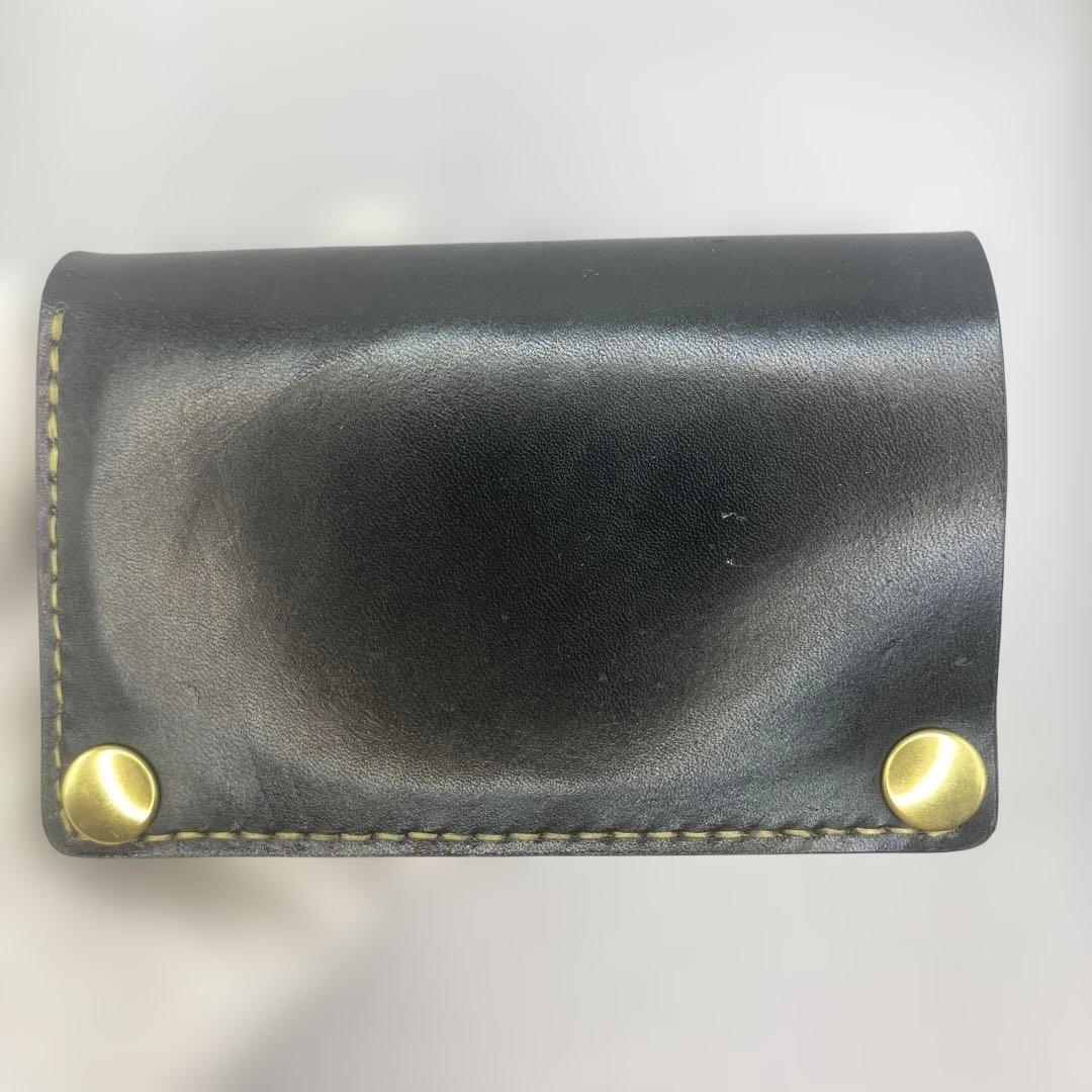 無骨 丘染めブラック ミドルトラッカーウォレット マチ/小判かん BMT0603