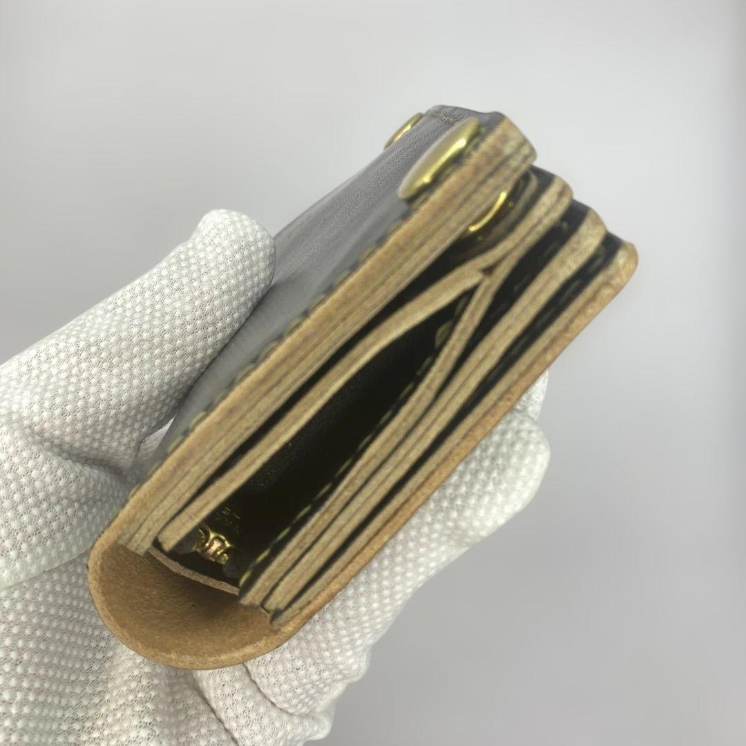 無骨 丘染めブラック ミドルトラッカーウォレット マチ/小判かん BMT0603