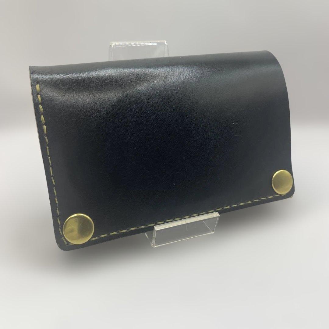 無骨 丘染めブラック ミドルトラッカーウォレット マチ/小判かん BMT0603