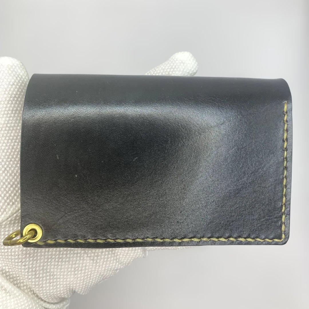 無骨 丘染めブラック ミドルトラッカーウォレット マチ/小判かん BMT0603