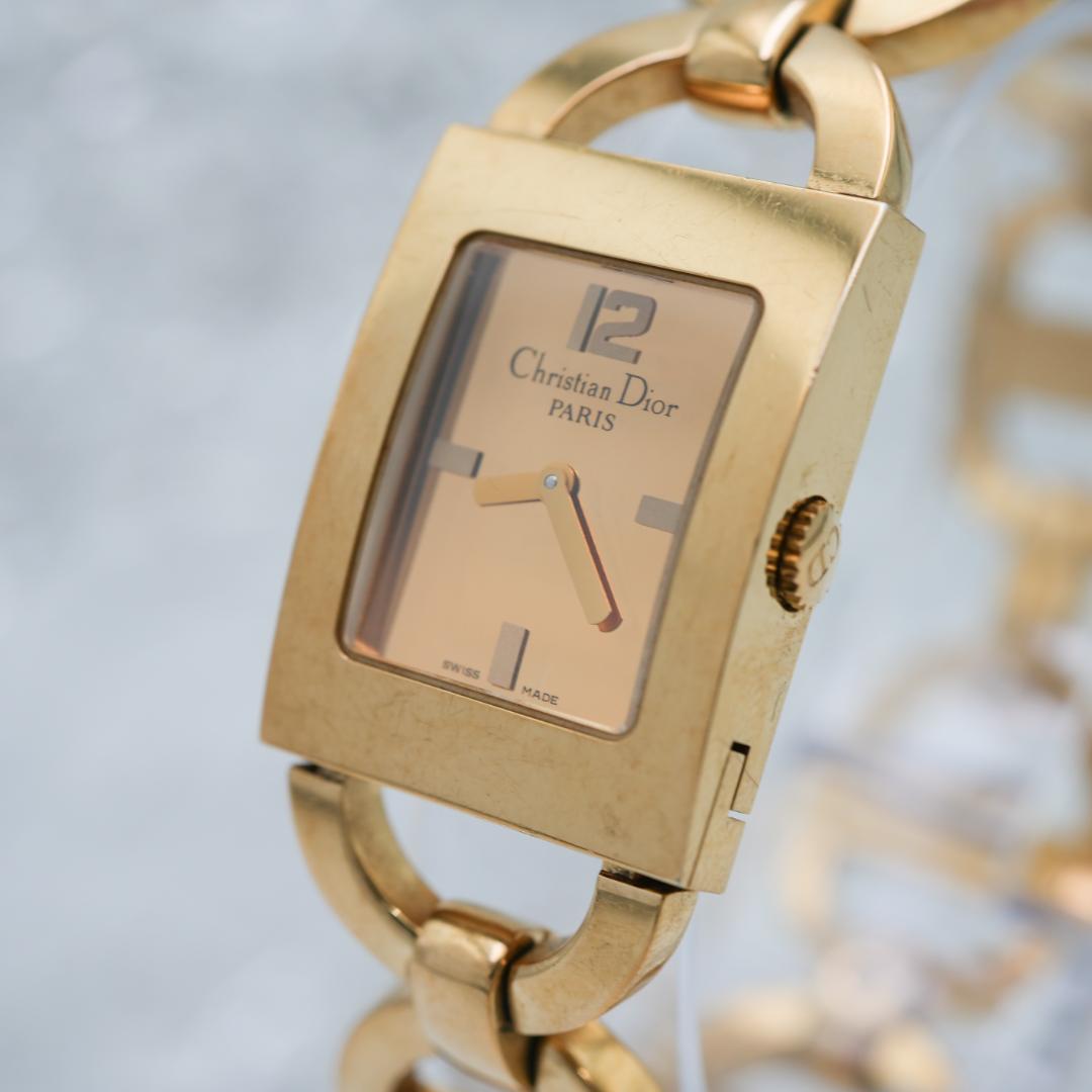 【稼働】 DIOR マリス スクエア D78-159 ゴールド レディース腕時計