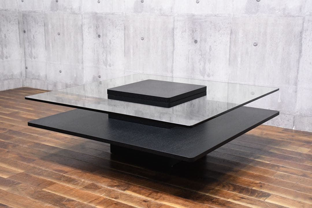 EJK47 アルモニア Corte ガラスセンターテーブル オーク材ブラック