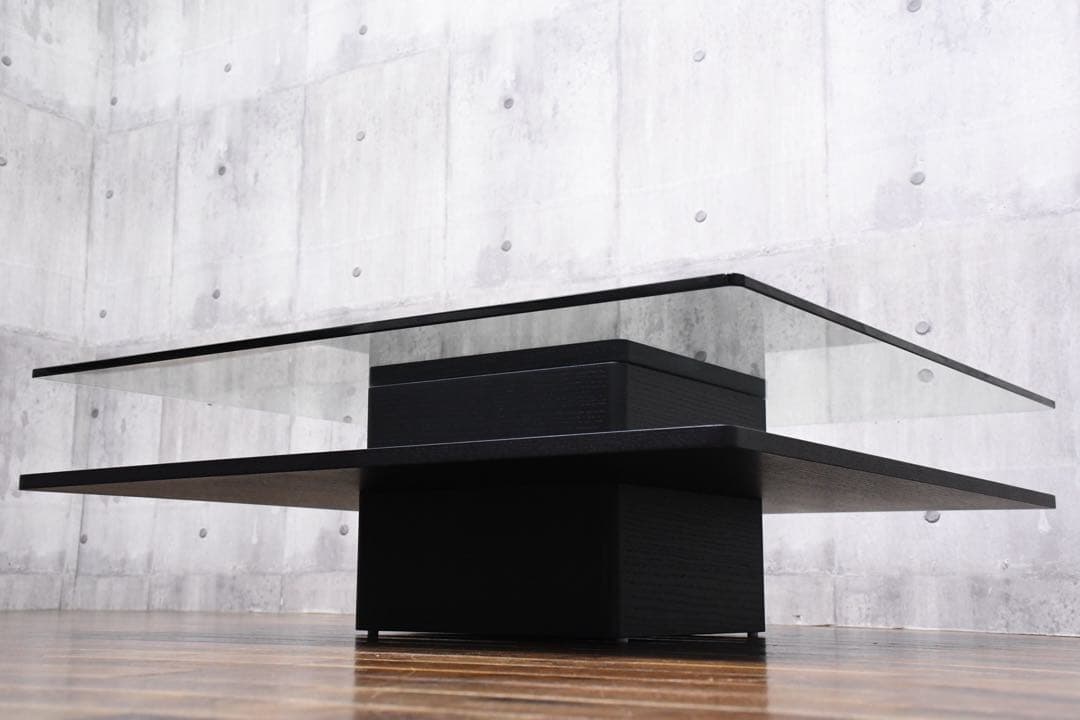 EJK47 アルモニア Corte ガラスセンターテーブル オーク材ブラック