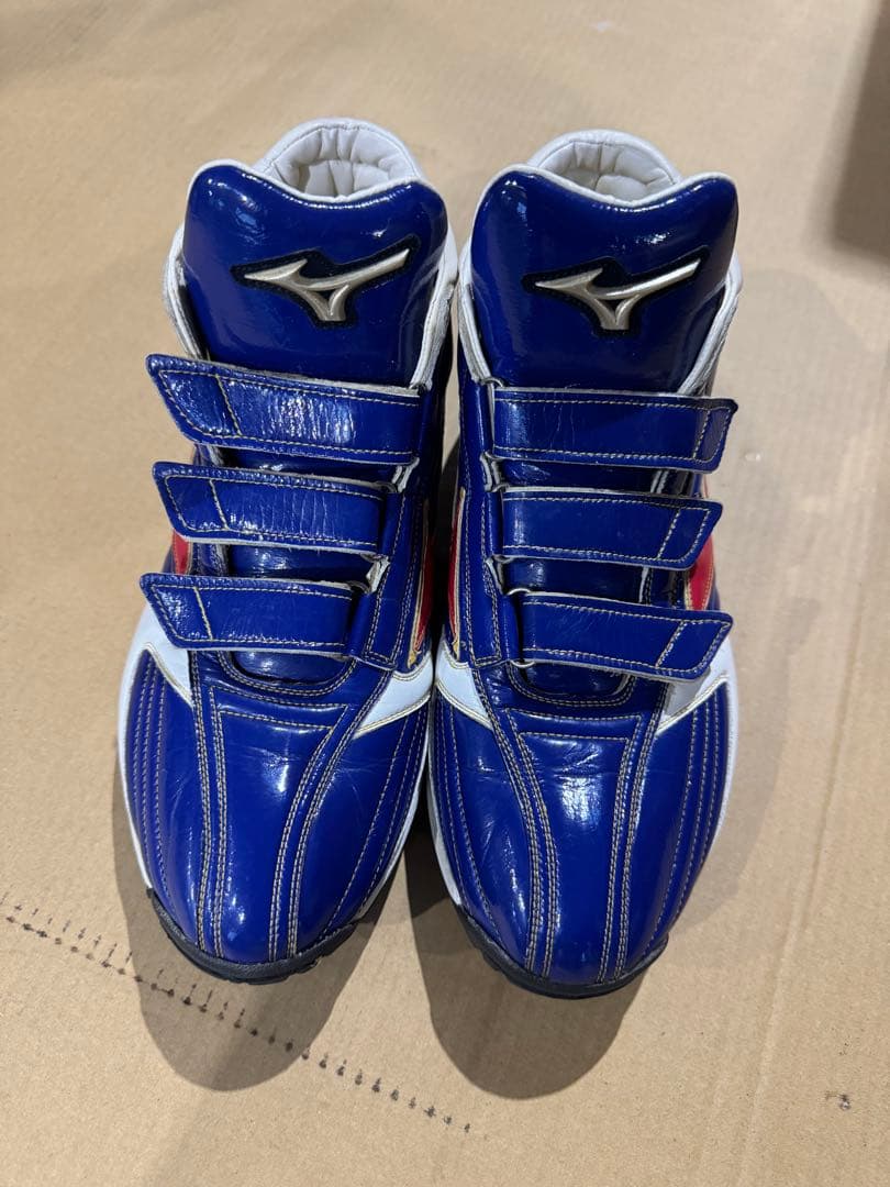 (オーダー品)Mizuno グローバルエリートト青/白/赤(美品)ネーム入り