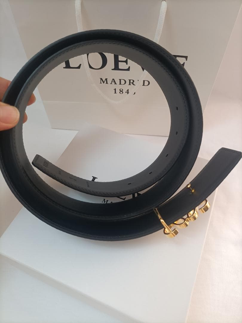 ブラック/ゴールドロゴ✧ロエベ ベルト メンズ✧LOEWE アクセサリー 黒