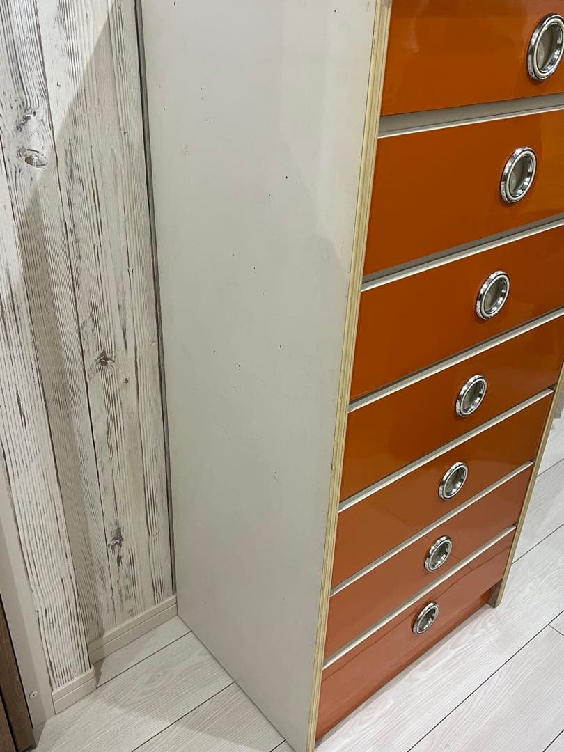早い者勝ち☆昭和レトロ レトロポップ 7段チェスト オレンジ ヴィンテージ 収納