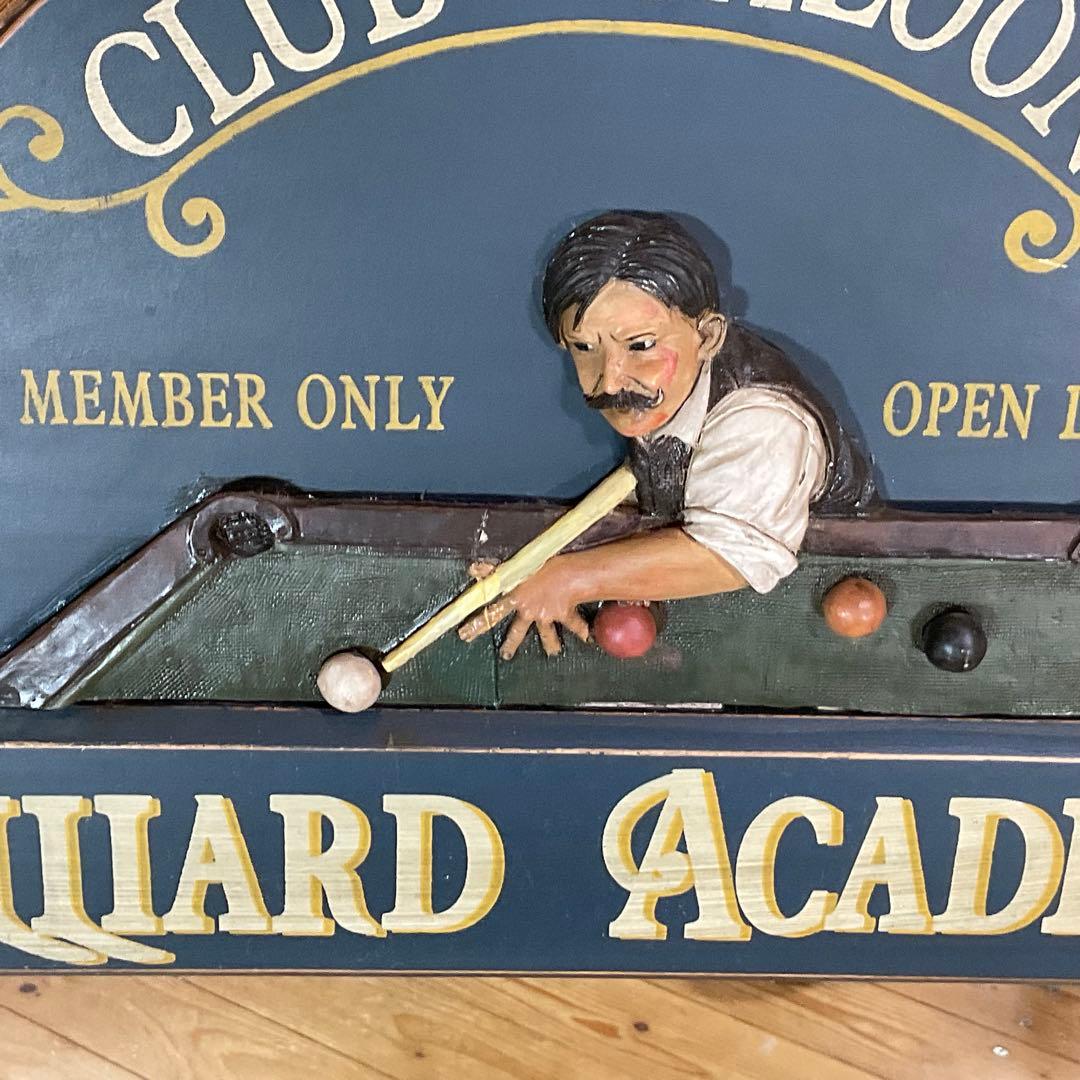 ヴィンテージ 木製フレーム 壁掛けミラー ビリヤード アカデミー