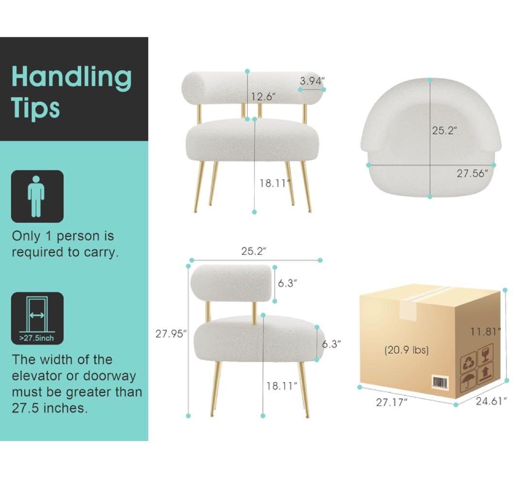 ソファチェア リビングルーム ベッドルーム 化粧台 クリームホワイト