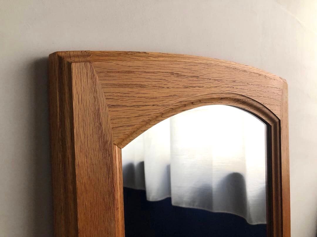 楢 オーク無垢材 縦長 ウォールミラー 壁掛け鏡 姿見 北欧ヴィンテージ