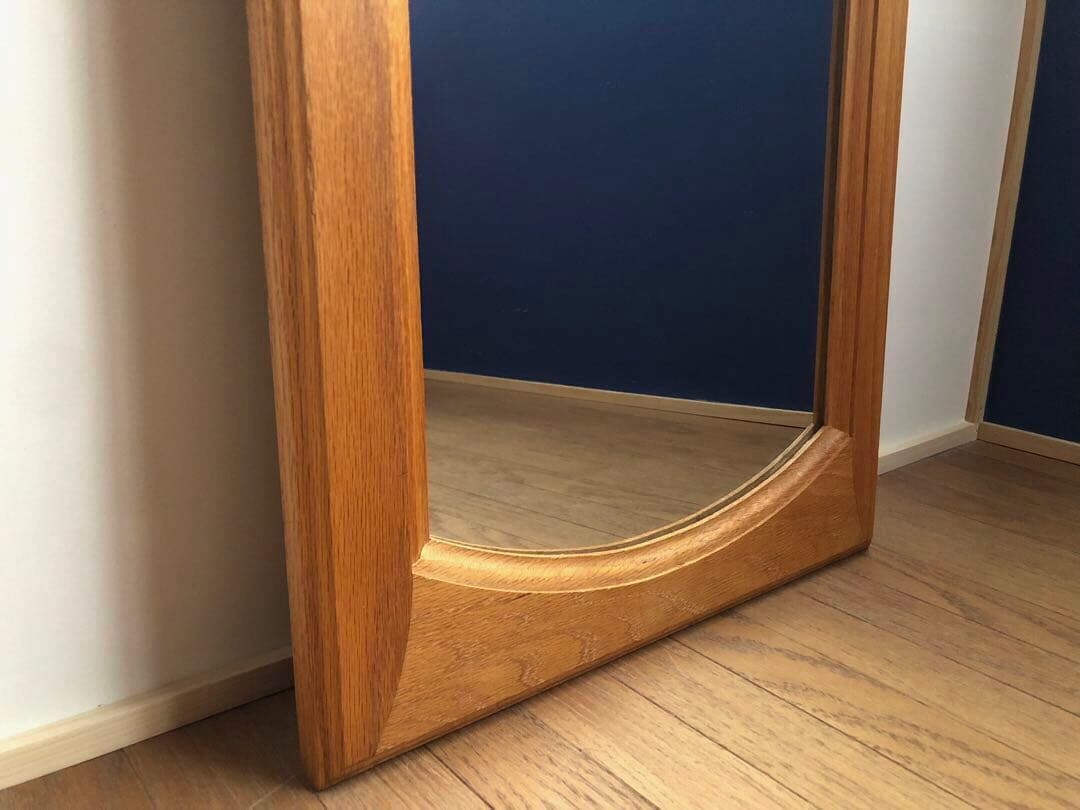楢 オーク無垢材 縦長 ウォールミラー 壁掛け鏡 姿見 北欧ヴィンテージ