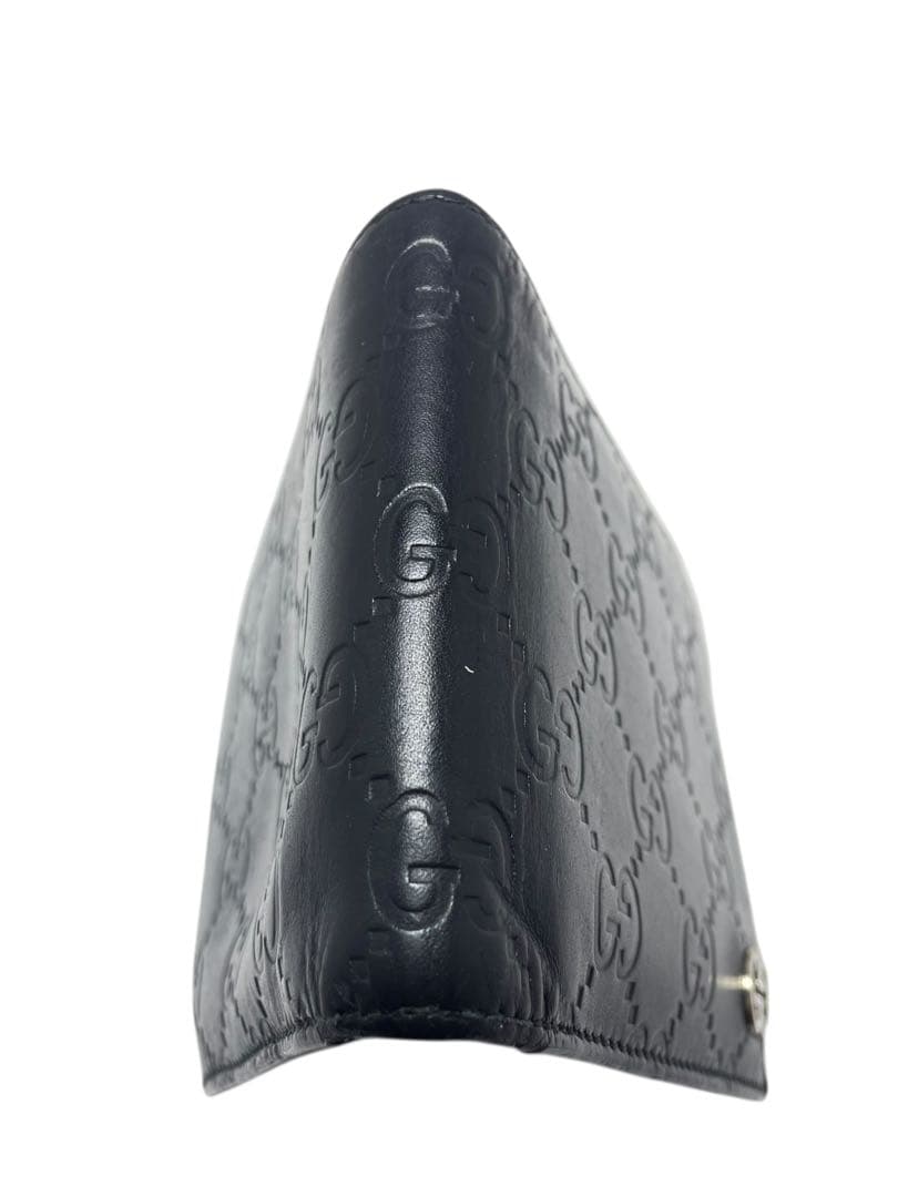 GUCCI グッチ GGシマレザー ドリアン 二つ折り財布 ブラック