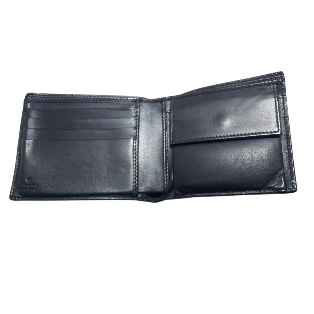 GUCCI グッチ GGシマレザー ドリアン 二つ折り財布 ブラック