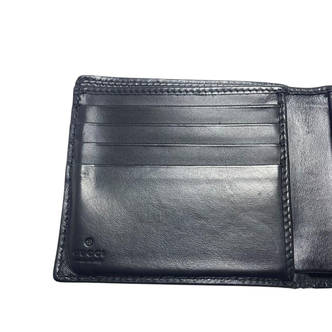 GUCCI グッチ GGシマレザー ドリアン 二つ折り財布 ブラック