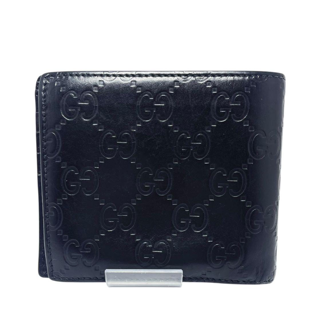 GUCCI グッチ GGシマレザー ドリアン 二つ折り財布 ブラック