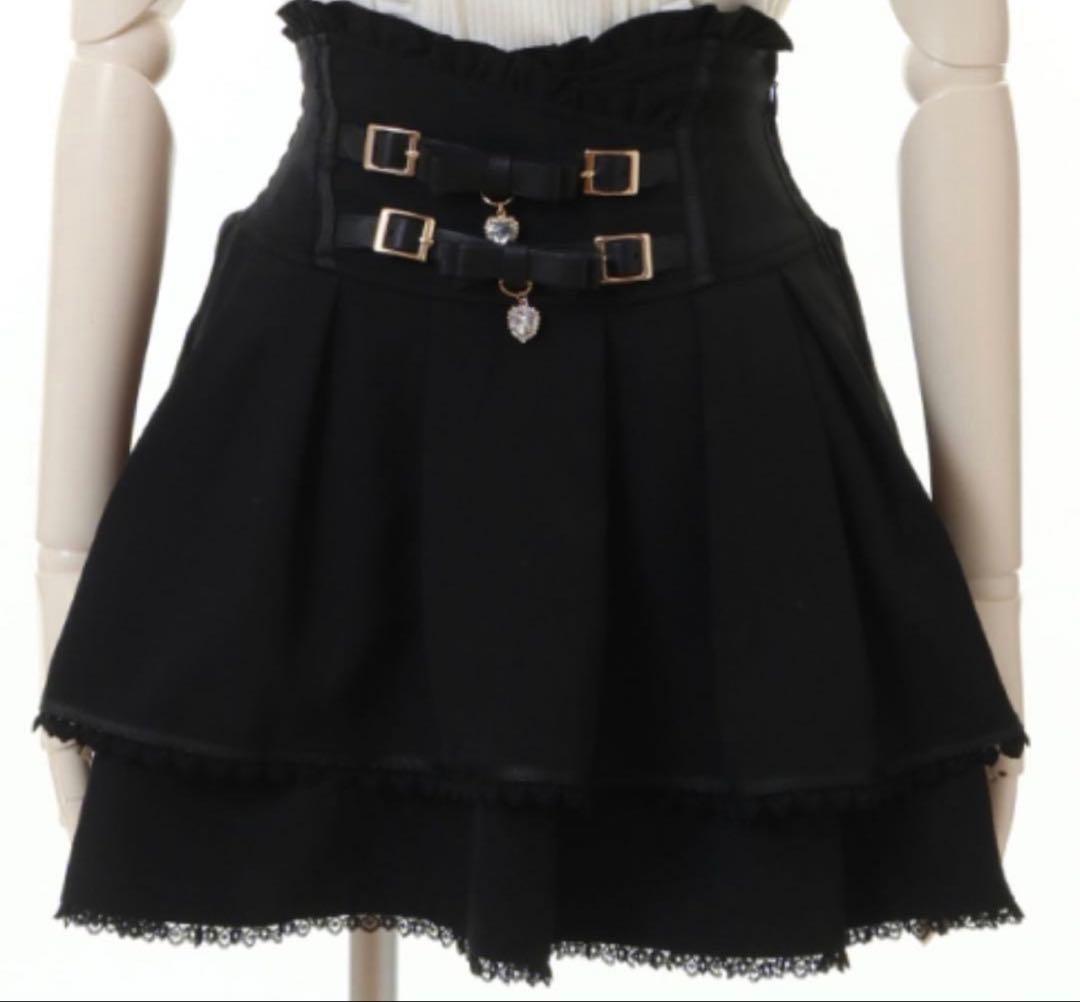 リズリサ2連リボンベルトスカート ブラック