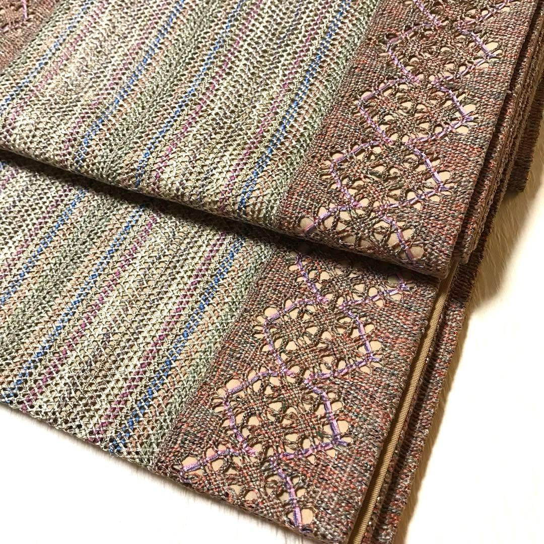 袋帯 レース編の様なお花　カラフルな色使いが素敵⭐️袷　単衣　全通し　やまと謹製