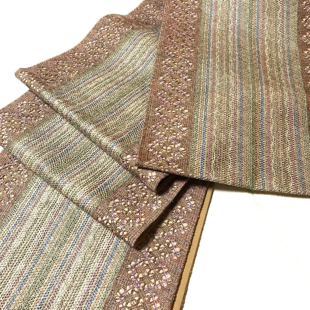 袋帯 レース編の様なお花　カラフルな色使いが素敵⭐️袷　単衣　全通し　やまと謹製