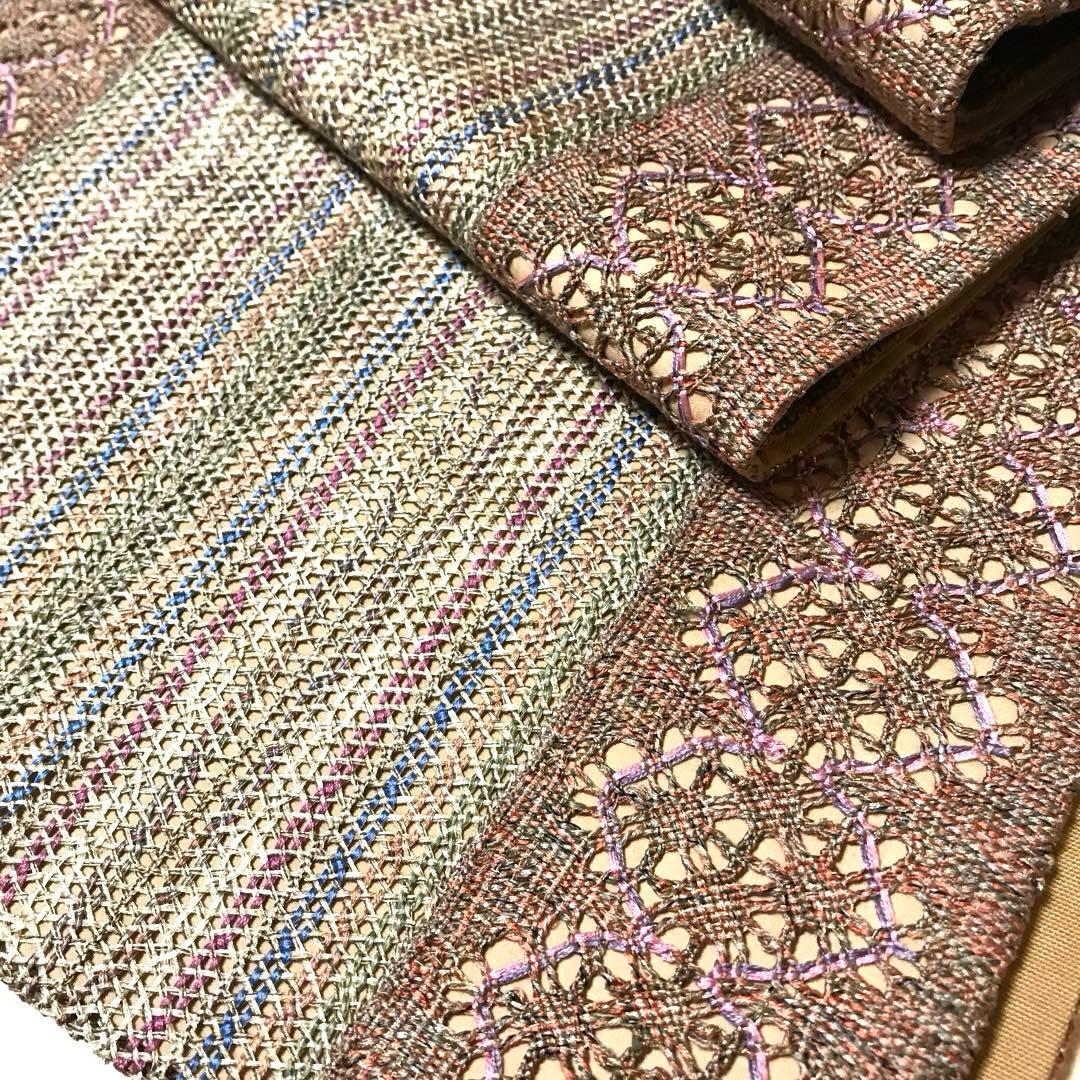 袋帯 レース編の様なお花　カラフルな色使いが素敵⭐️袷　単衣　全通し　やまと謹製