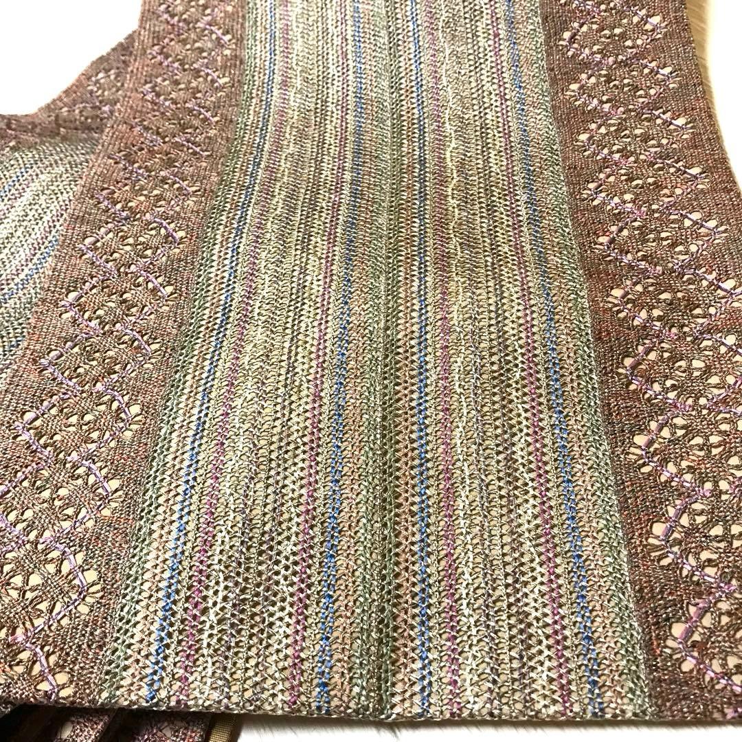 袋帯 レース編の様なお花　カラフルな色使いが素敵⭐️袷　単衣　全通し　やまと謹製