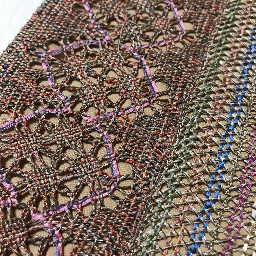 袋帯 レース編の様なお花　カラフルな色使いが素敵⭐️袷　単衣　全通し　やまと謹製