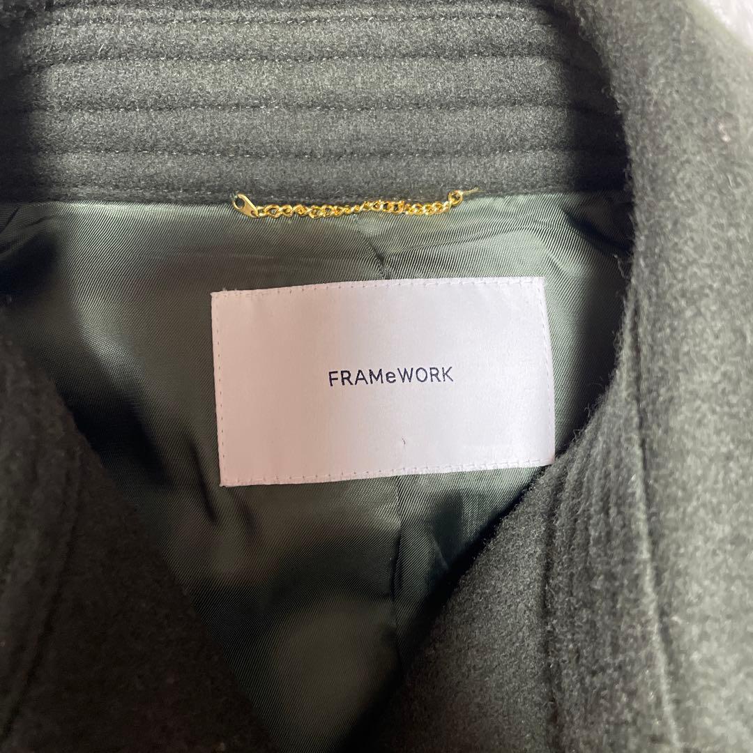 FRAMeWORK ラムリバーメルトンPコート　オリーブカーキ