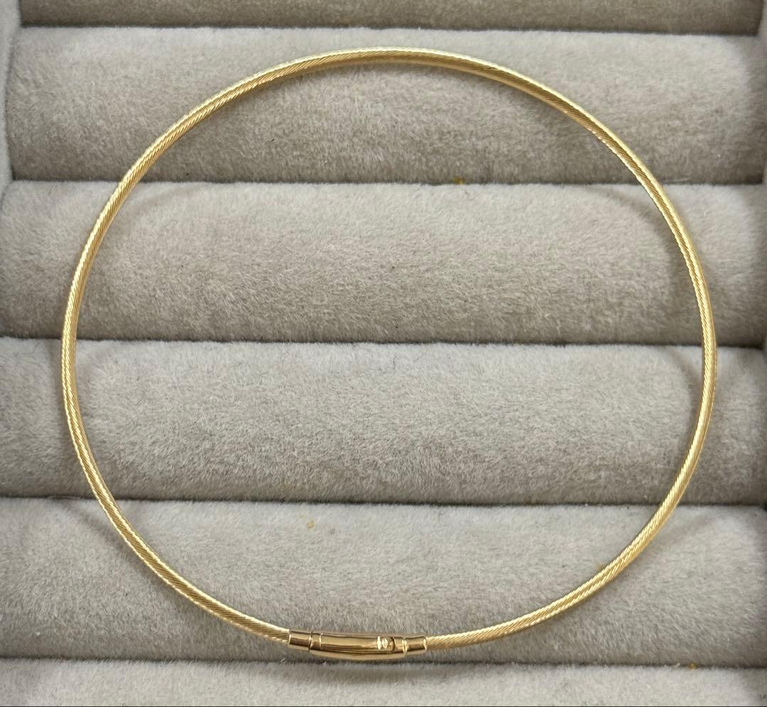 K18デザインバングル　ブレスレット　イエローゴールド　18金