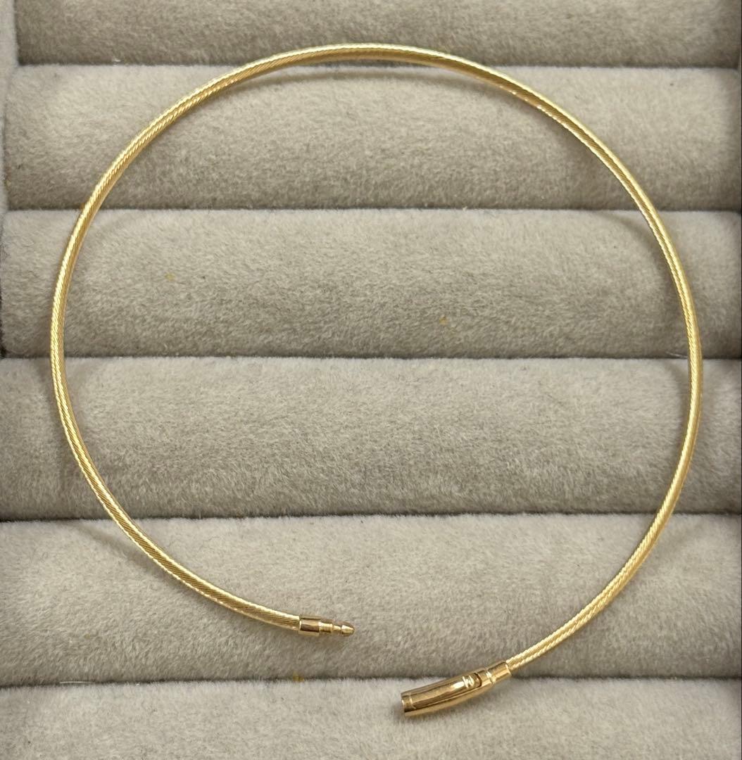 K18デザインバングル　ブレスレット　イエローゴールド　18金