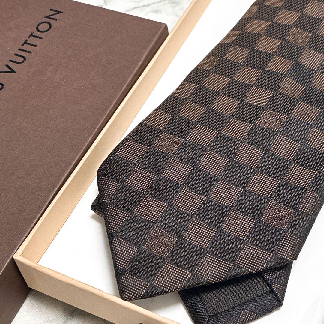 ✨未使用箱付✨ルイヴィトン　クラヴァット・ダミエ クラシック　マロン色　ネクタイ