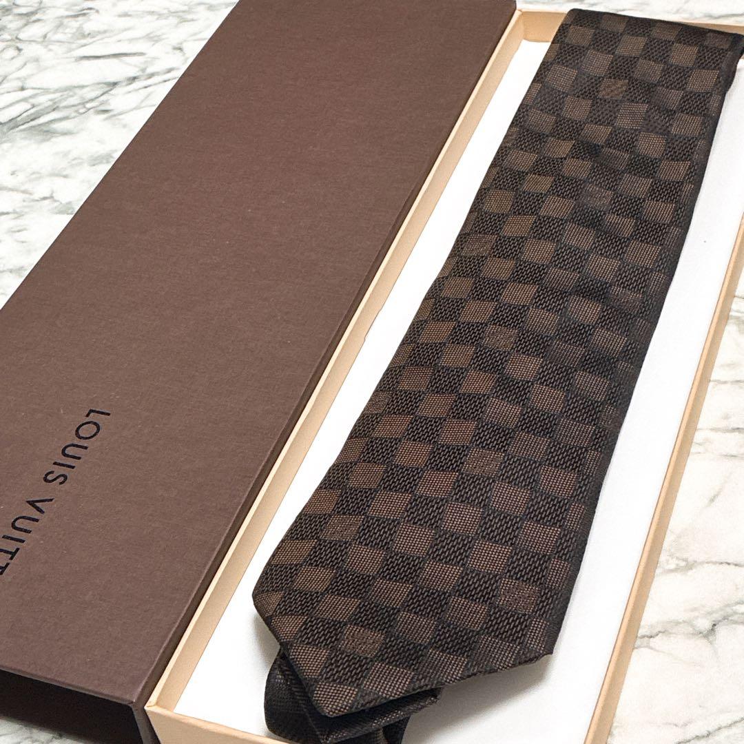 ✨未使用箱付✨ルイヴィトン　クラヴァット・ダミエ クラシック　マロン色　ネクタイ